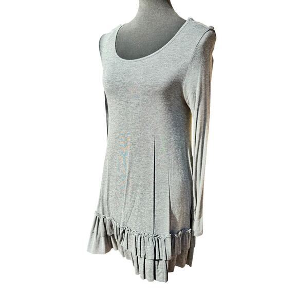 Easel Los Angeles Layering Ruffle Dress – Grey Long Sleeve Size Medium - Picture 1 of 7